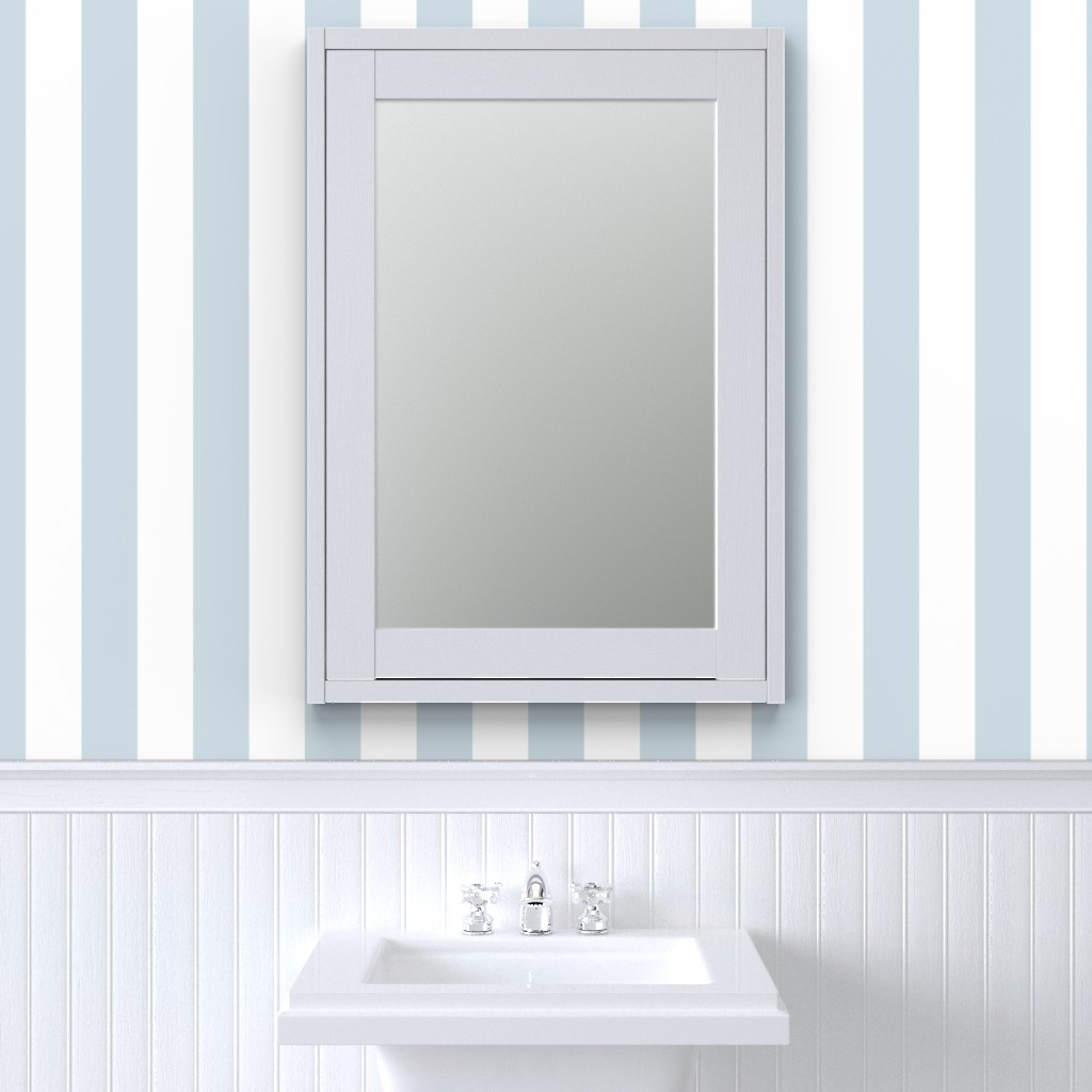 soft blue and white Cabana Stripe Wallpaper | Spoonflower | Spoonflower