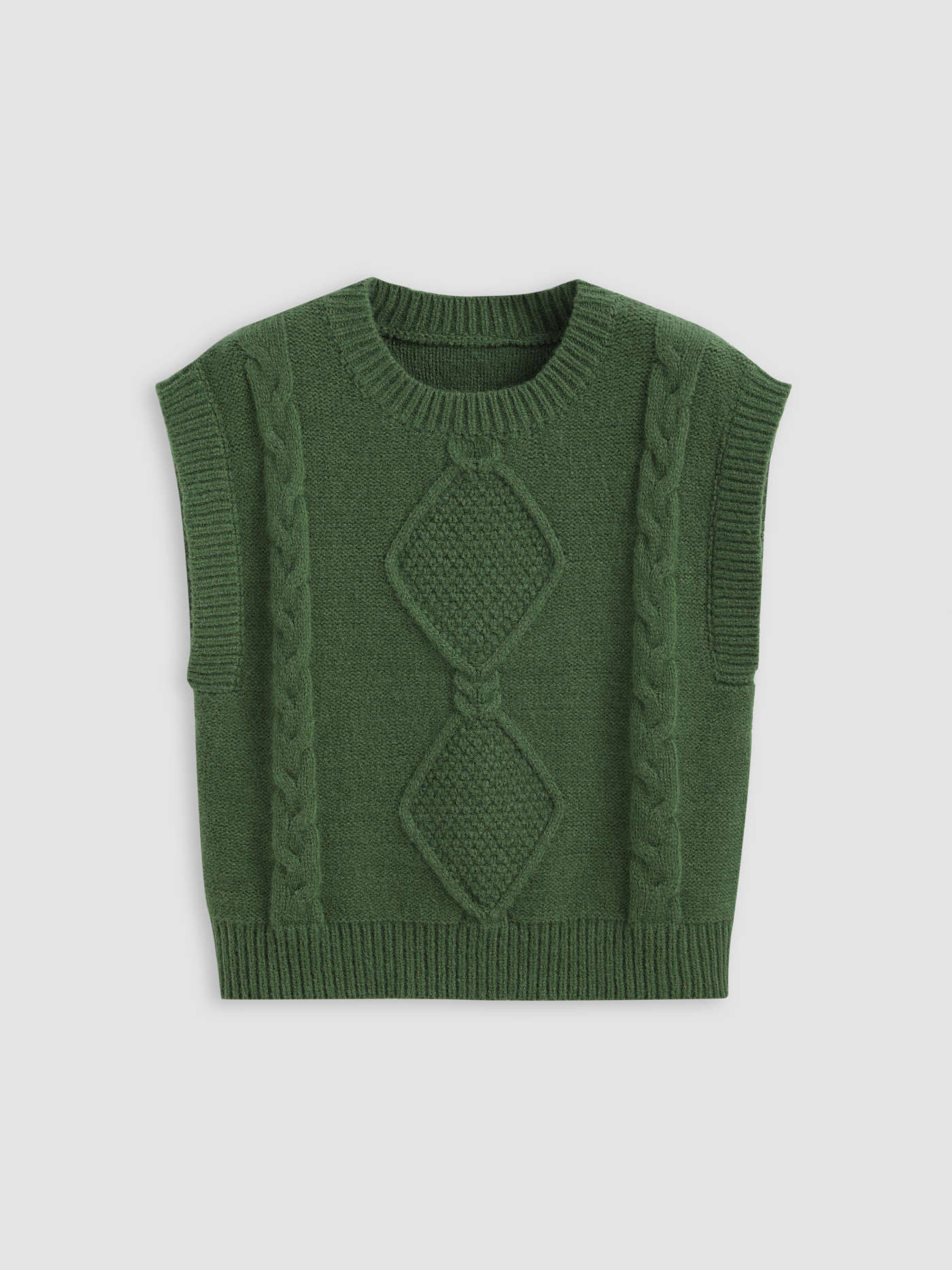 Round Neckline Geometric Knitted Vest | Cider