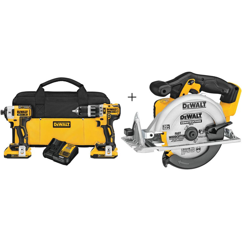 DEWALT 20-Volt MAX XR Lithium-Ion Cordless Brushless Hammer Drill/Impact Combo Kit (2-Tool) with Bon | The Home Depot