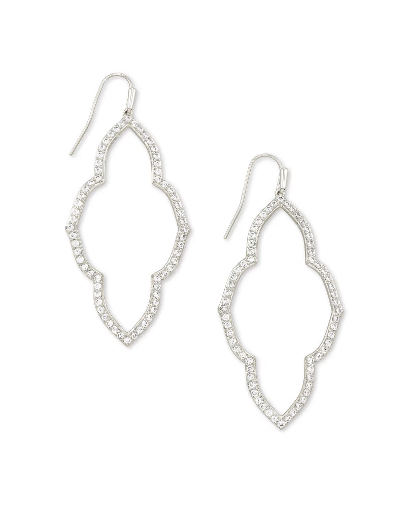 Abbie Silver Open Frame Earrings in White Crystal | Kendra Scott | Kendra Scott