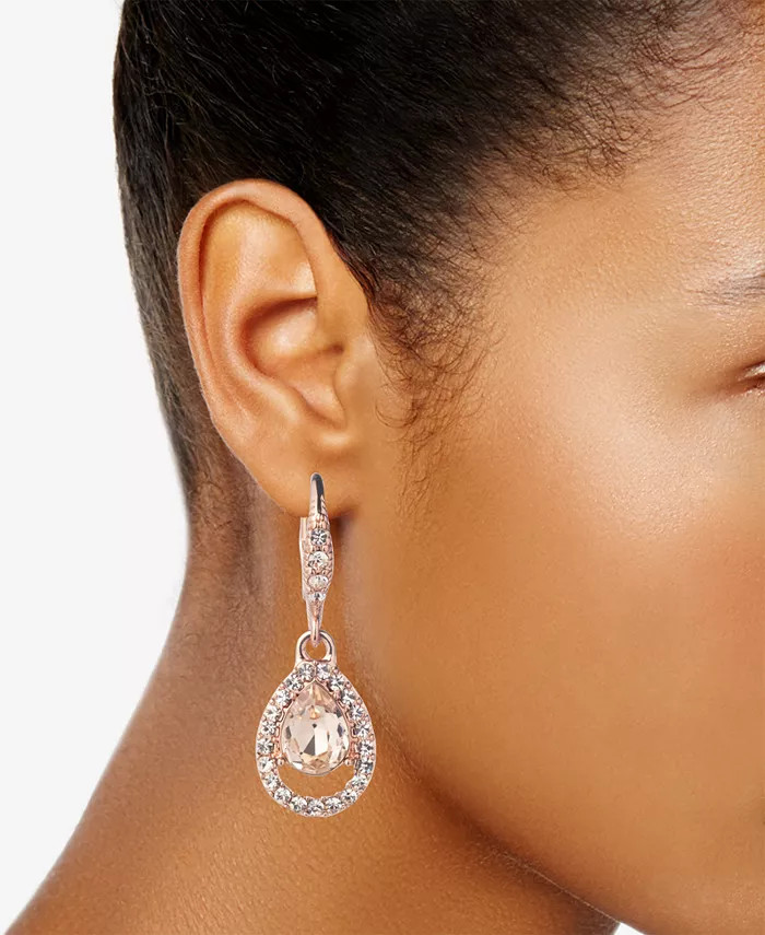 Givenchy Rose Gold-Tone Pavé & Pear-Shape Crystal Drop Earrings - Macy's | Macy's