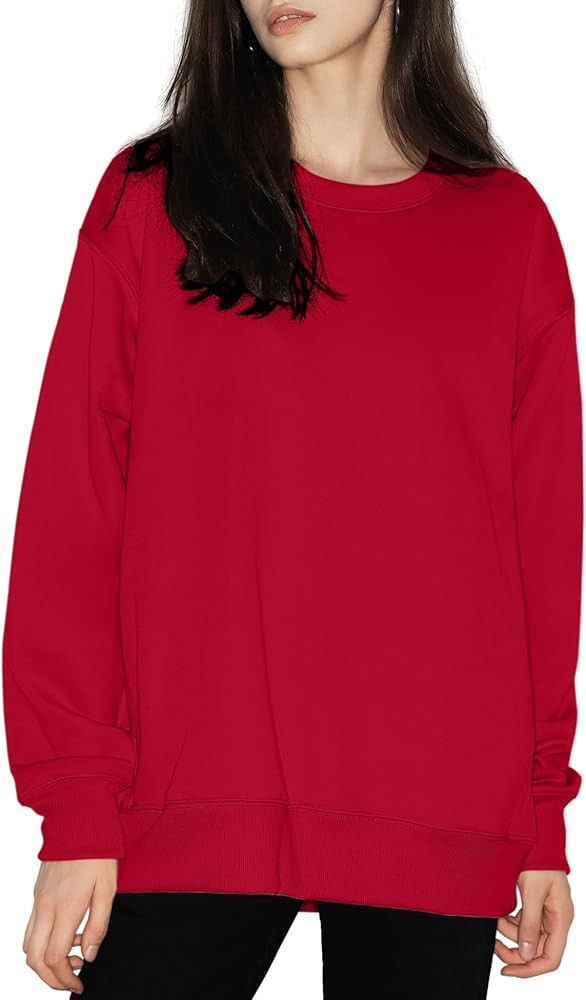 PUMIEY Women's Oversized Sweatshirts Fleece Crew Neck Hoodies with Pockets Long Sleeve Pullover T... | Amazon (US)