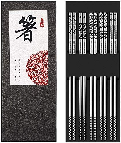 Metal Chopsticks Reusable 18/8 Stainless Steel Chopsticks Multipack Dishwasher Safe Chop Sticks C... | Amazon (US)