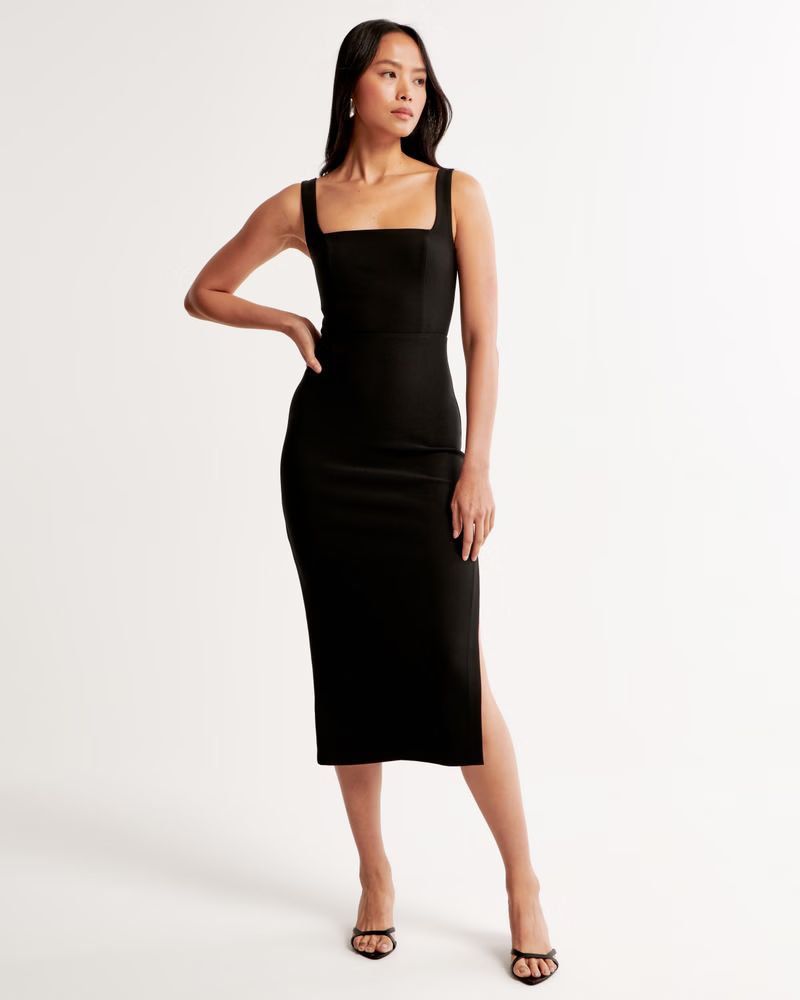 Squareneck Column Midi Dress | Abercrombie & Fitch (US)