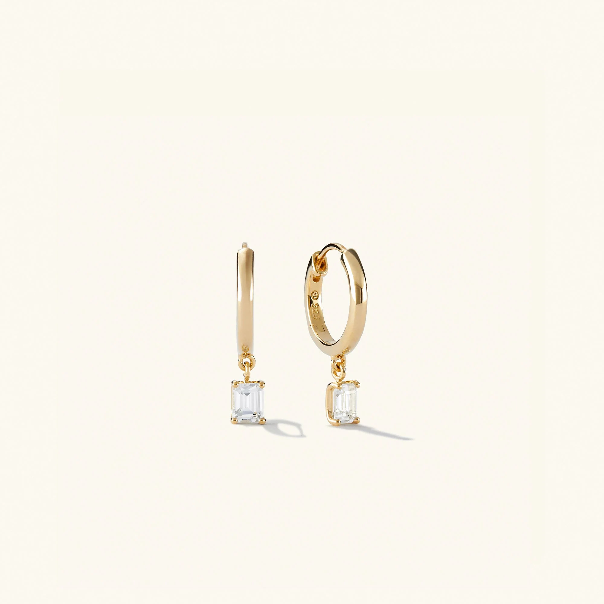 Emerald Cut Topaz Hoops | Mejuri Fine Crew