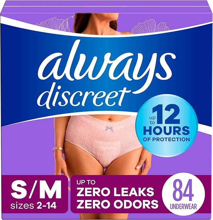 Always Discreet Adult Incontinence Underwear for Women and Postpartum Underwear, S/M, Up to 100%*... | Amazon (US)