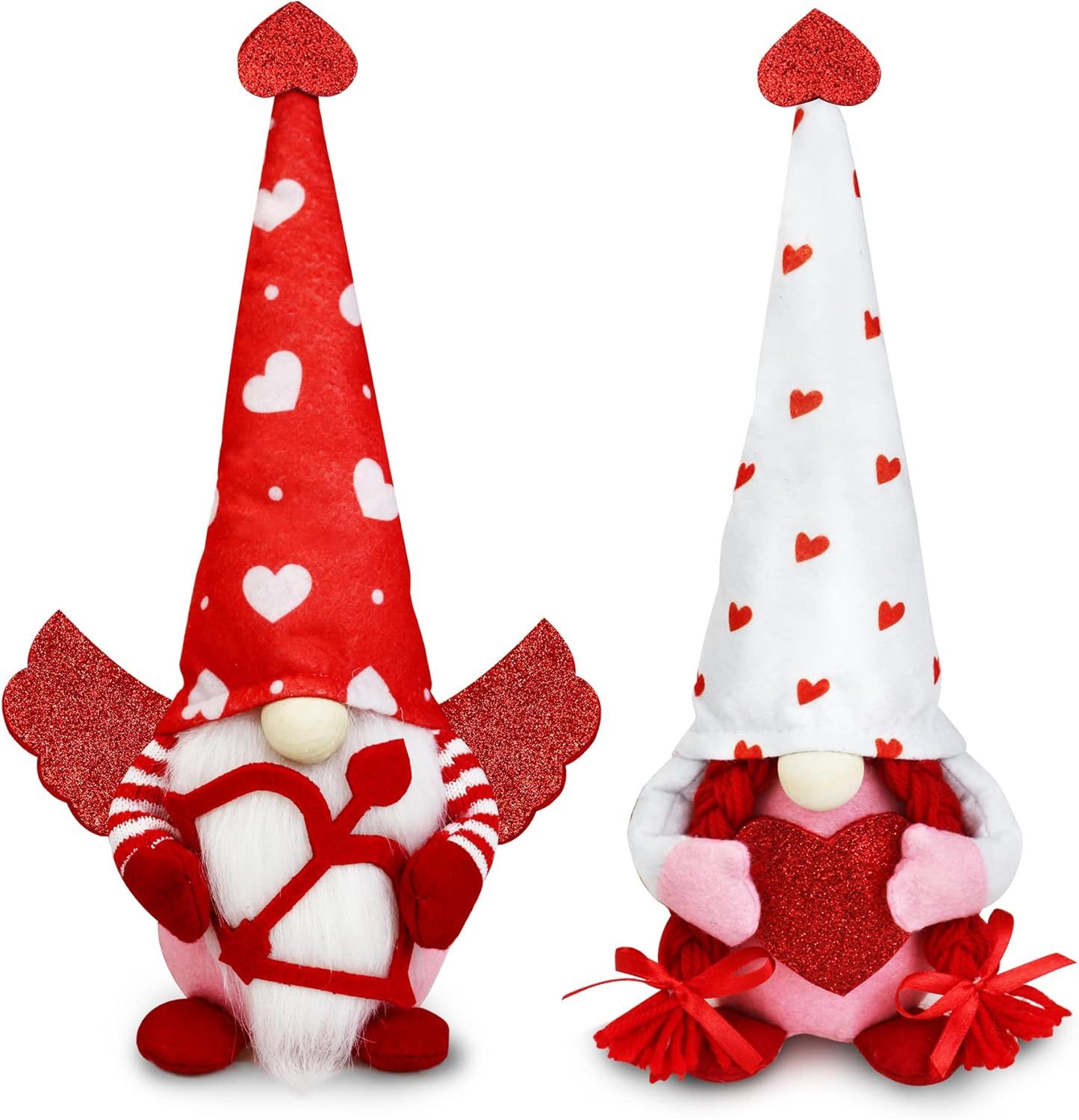 Valentine's Day Glitter Gnome Plush Elf Decorations - Cupid Mr and Mrs Handmade Scandinavian Tomt... | Amazon (US)