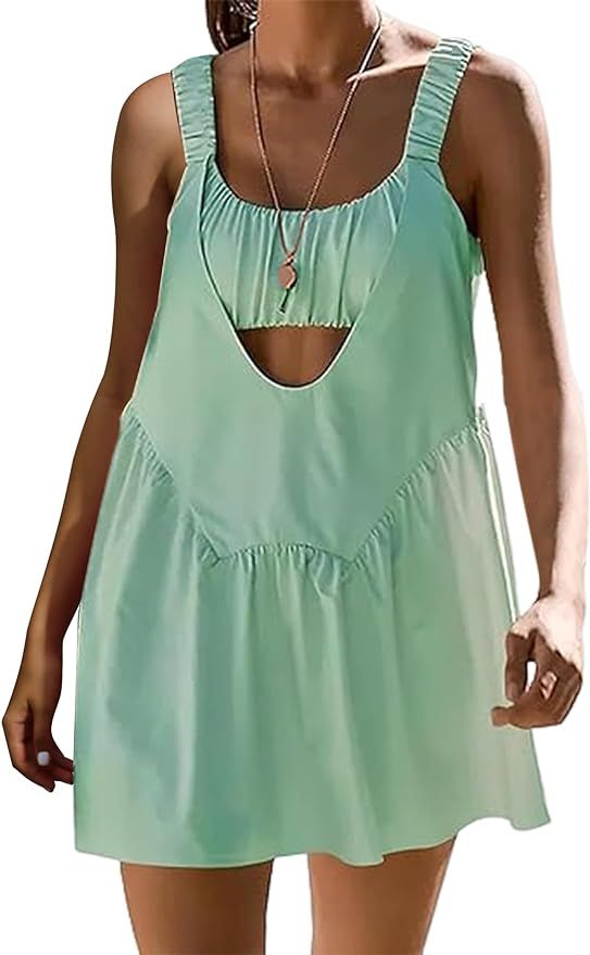 Lauweion Women Tennis Dress with Shorts Workout Hot Shot Mini Dress with Built in Bra Athletic 2 ... | Amazon (US)