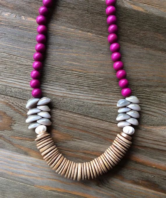 Deep pink coconut wood with Cowrie shells | Etsy | Etsy (US)