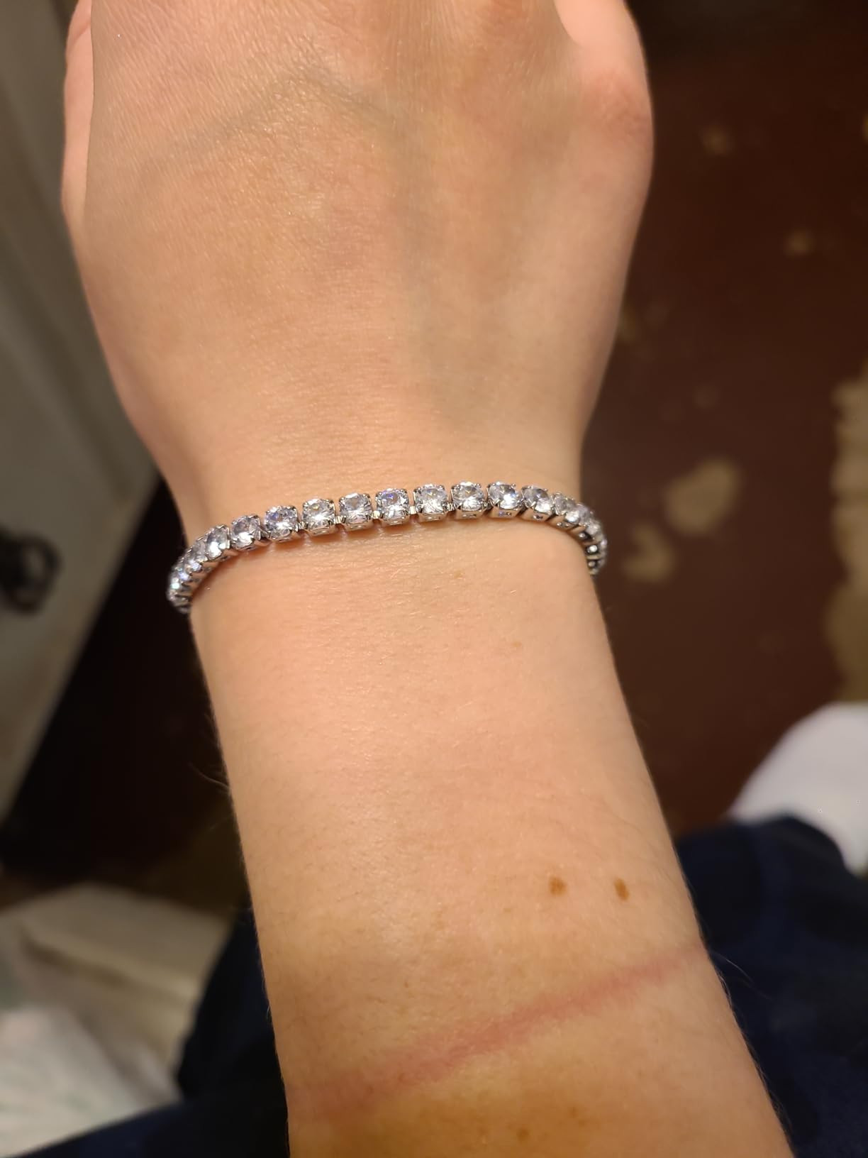 Tennis Bracelets for Women White Gold Plated Diamond AAA+ Cubic Zirconia CZ Dainty Classic Adjust... | Amazon (US)