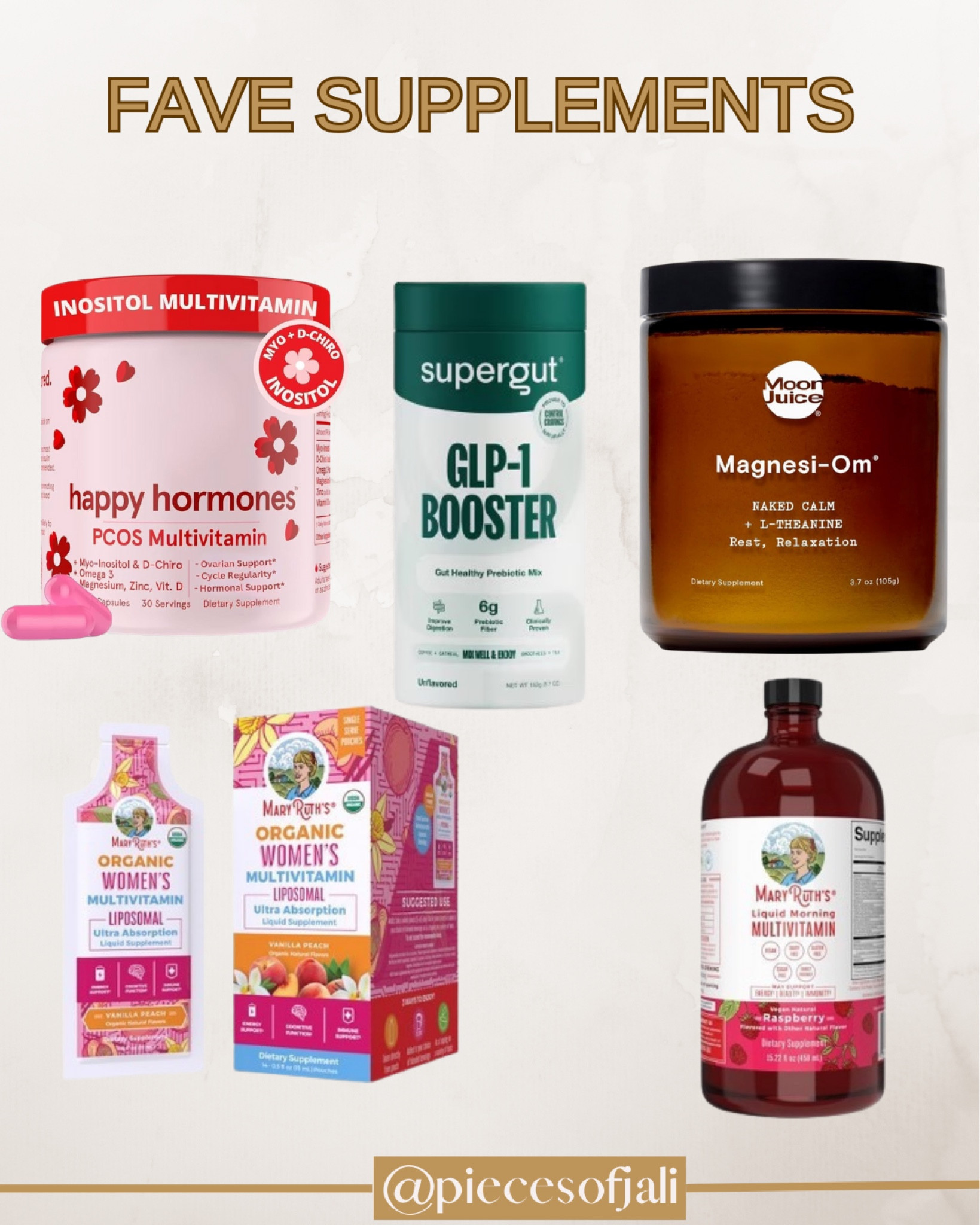 Supplements

GLP1 Booster
Magnesium
Mary Ruth Multi Vitamin