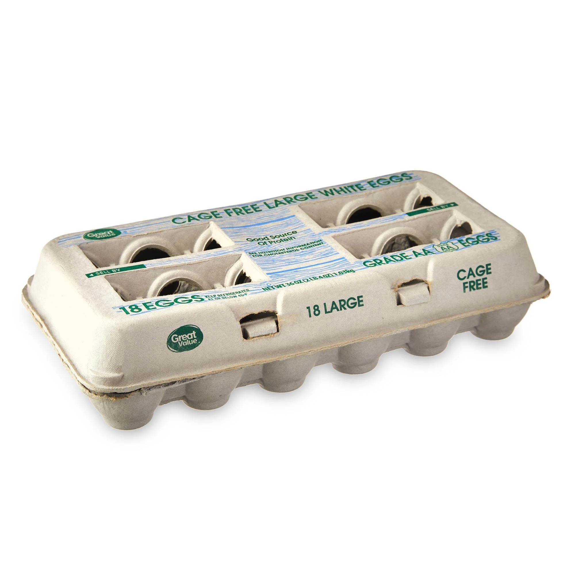 Great Value Cage-Free White Eggs, Large, 18 Count - Walmart.com | Walmart (US)