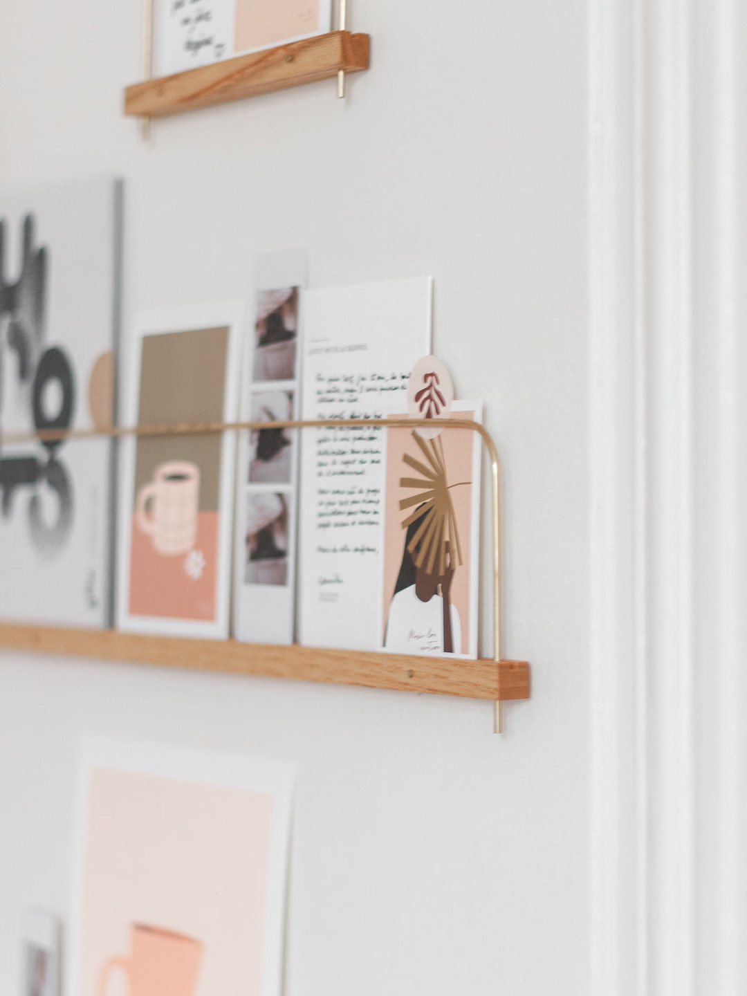 Photo, Polaroid & Postcard Shelf in Solid Chestnut Wood and Solid Brass. Handmade in France - Ets... | Etsy (US)