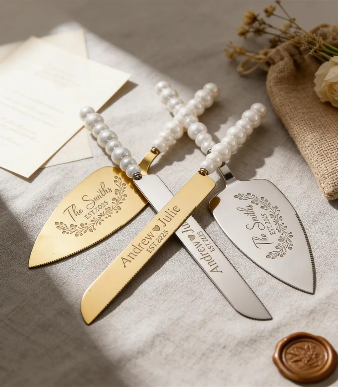 Wedding Champagne Cake Cutting Set, Personalized Wedding Cake Cutting Set, Engraved Cake Cutter S... | Etsy (US)