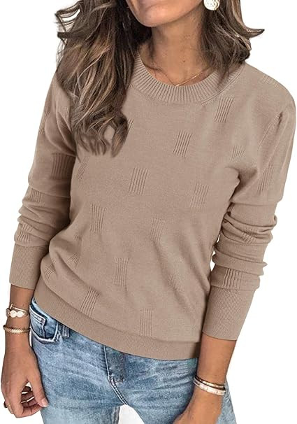 Arach&Cloz Women's Soft Knit Sweater Fall Dressy Casual Pullover Tops | Amazon (US)