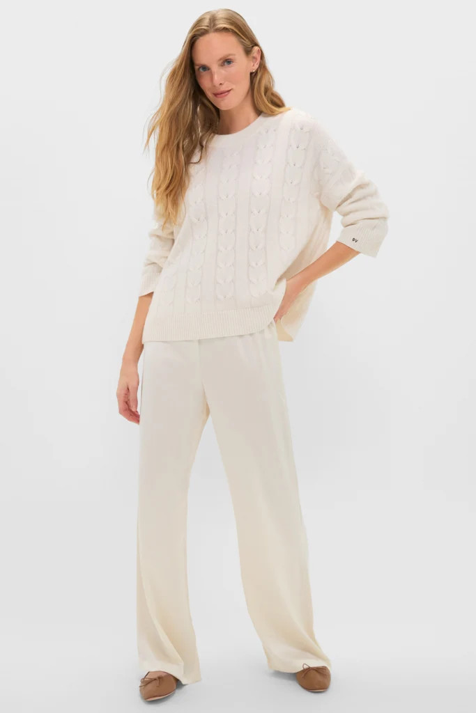 Ivory Cashmere Cable Knit Eloise Sweater | Tuckernuck (US)
