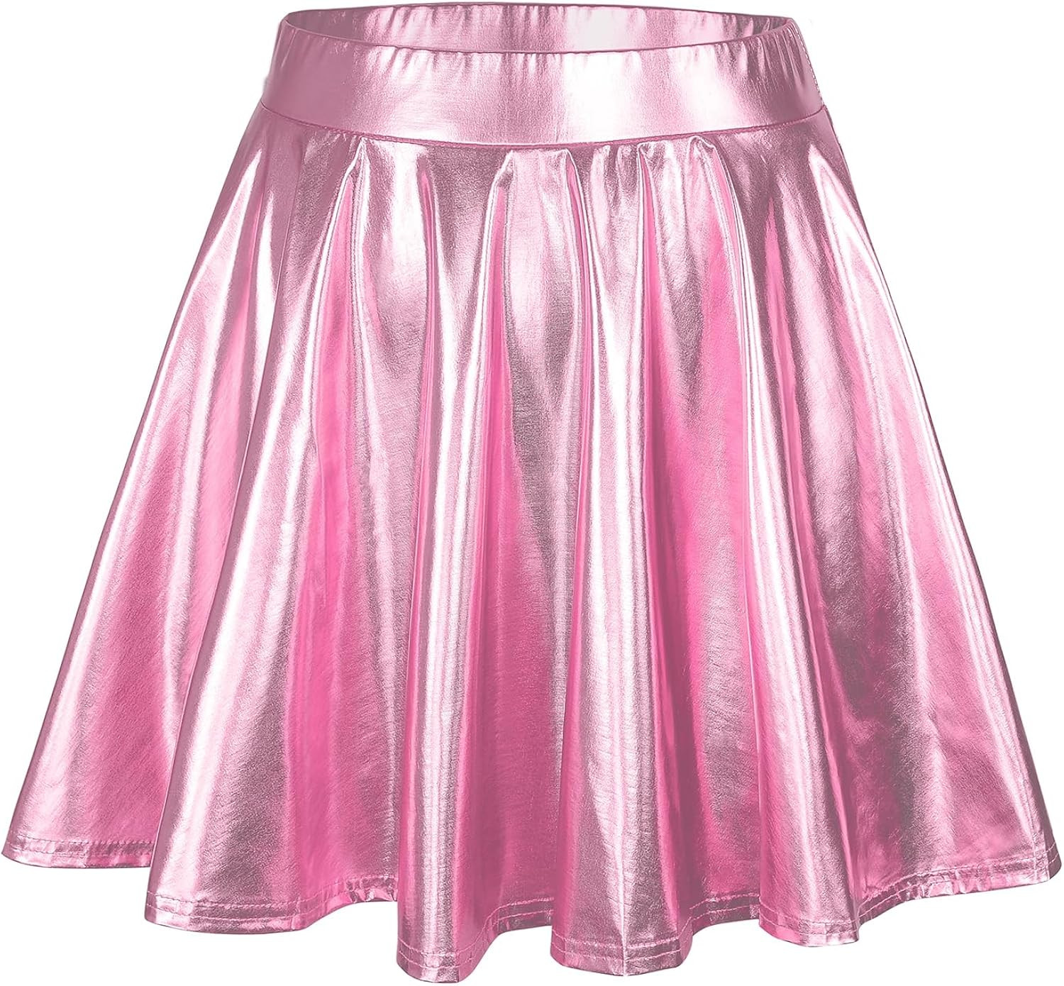 Metallic Skirt Womens Skater Skirt Flared High Waisted Mini Rave Skirt Halloween Skirts for Women | Amazon (US)