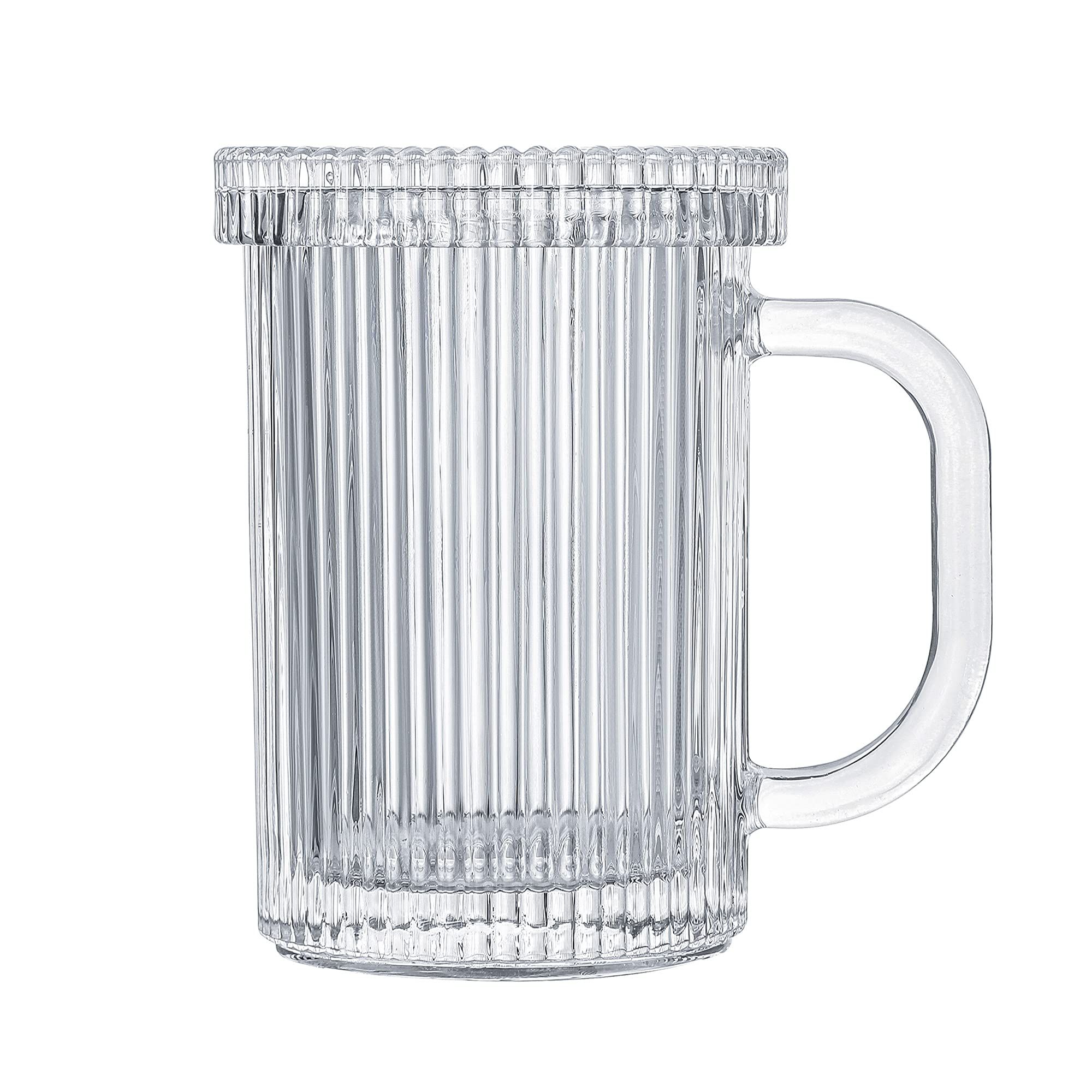 Lysenn Clear Glass Coffee Mug - Classic Vertical Stripes Tea Mug - Elegant Coffee Cup with Glass ... | Amazon (US)