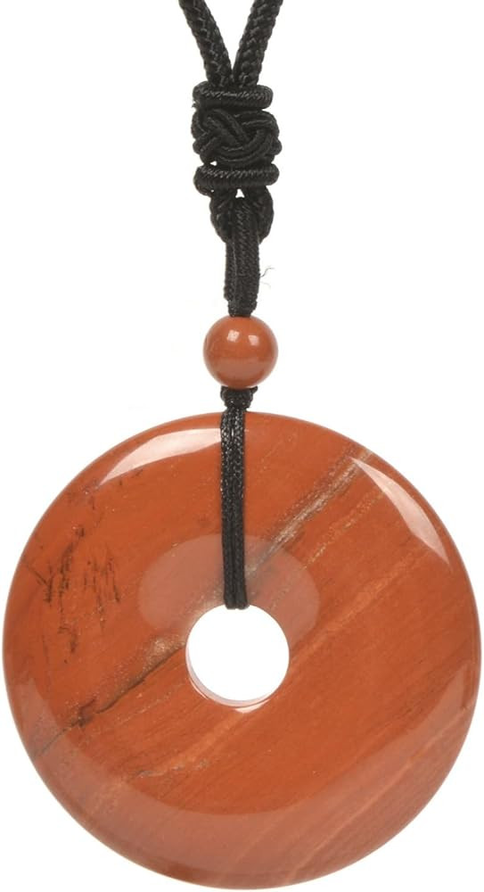 Justinstones Peace Donut Healing Crystal 40mm Circle Coin Shaped Stone Pendant Adjustable Braided... | Amazon (US)