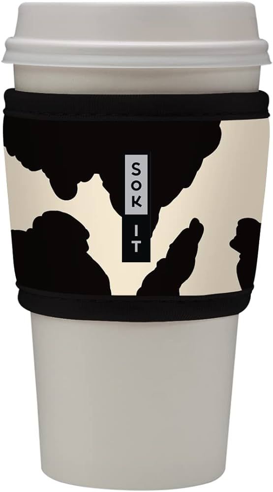 Sok It Hot Sok Coffee & Tea Reusable Insulated Neoprene Cup Sleeve (Cow Print, One Size Coffee Sl... | Amazon (US)