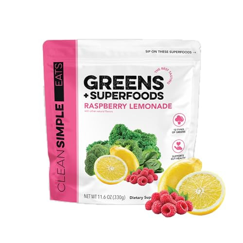 Clean Simple Eats Super Greens Powder, Raspberry Lemonade, 30 Servings | Amazon (US)