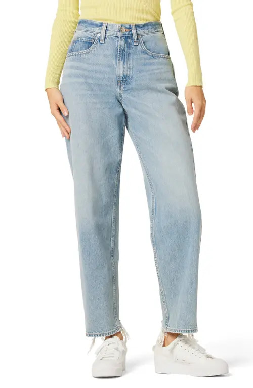 Hudson Jeans James High Waist Raw Hem Tapered Straight Leg Jeans in Gaia at Nordstrom, Size 34 | Nordstrom