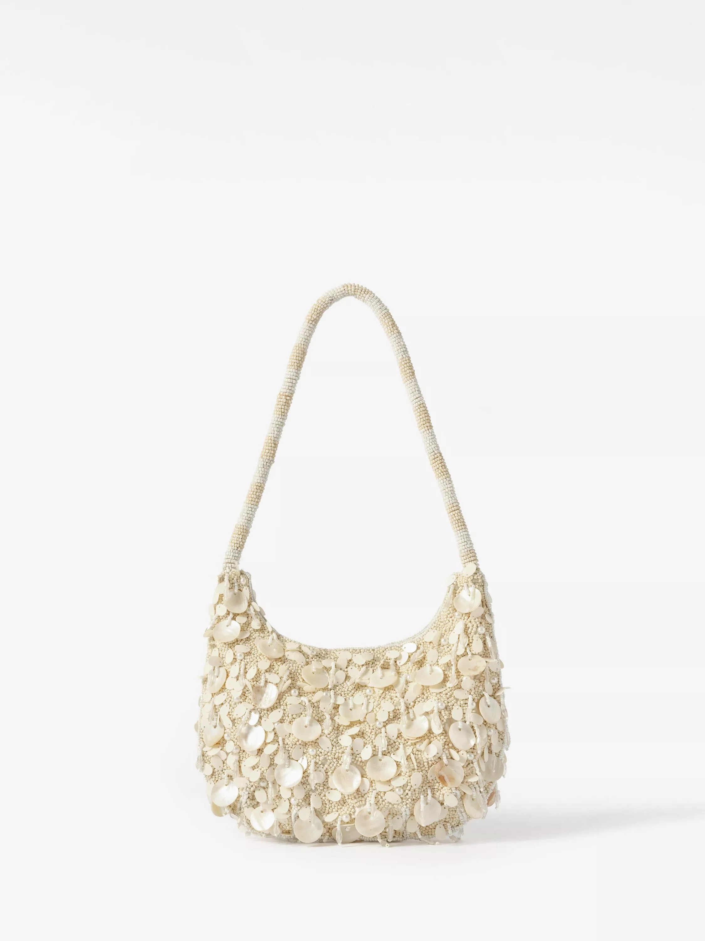 Mint Velvet Pearl Detail Shoulder Bag, Cream | John Lewis (UK)