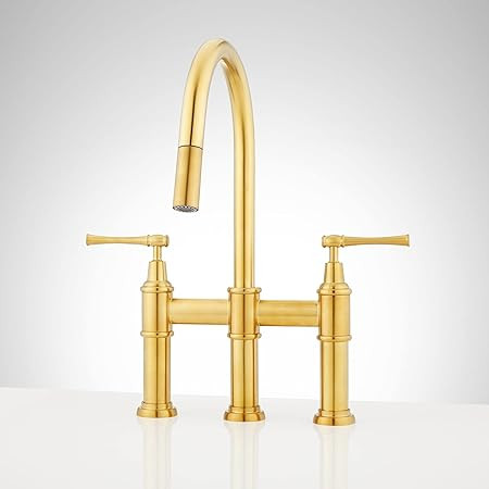 Signature Hardware 950466 Hurston 1.8 GPM Double Handle Bridge Pull-Down Kitchen Faucet - - Amazon.c | Amazon (US)