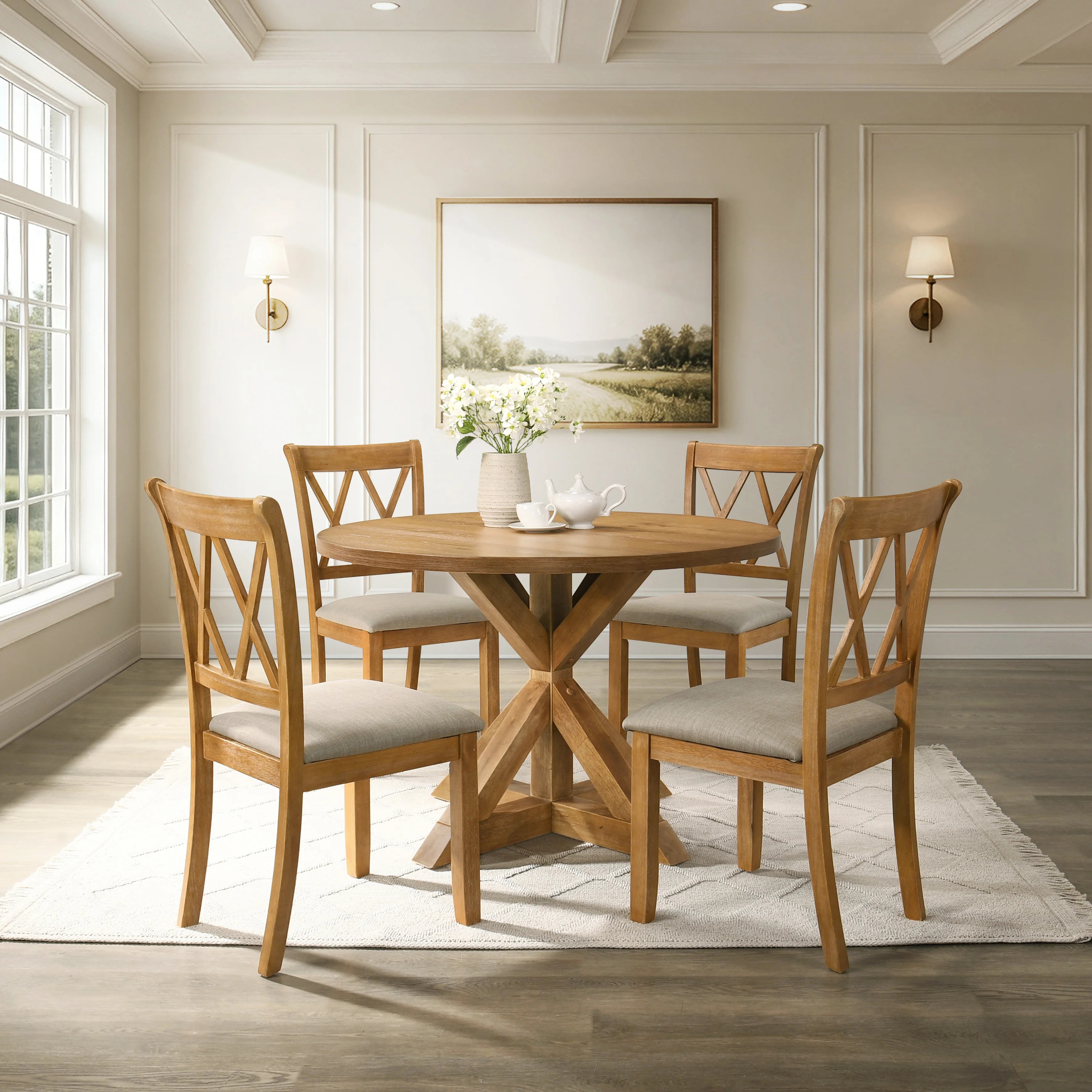 Ebbert 4 - Person Dining Set,Round Table Top,dining table set,dining room set | Wayfair North America