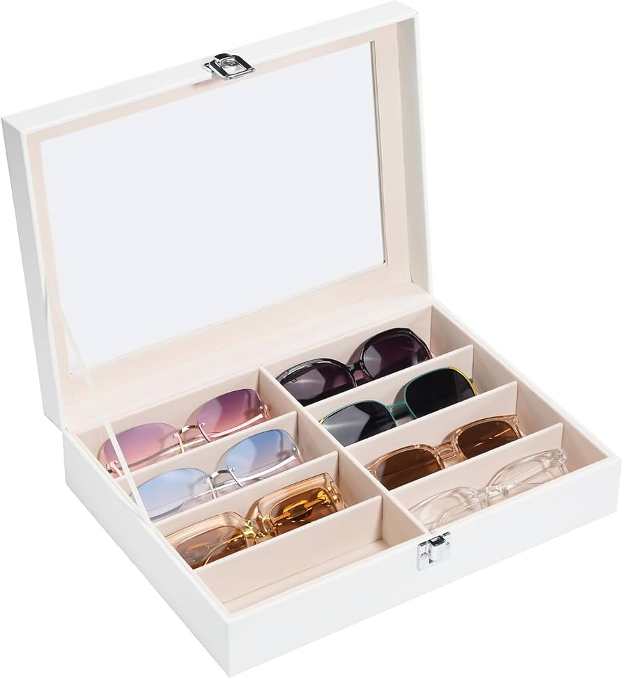 ProCase 8 Slots Sunglasses Organizer, 1 Layer Sunglass Case, Leather Eyeglass Cases for Display a... | Amazon (US)