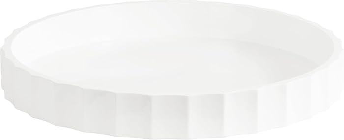 Kate and Laurel Lissi Decorative Round Tray with Wavy Design; 16 Inch Diameter; White; Modern Sca... | Amazon (US)