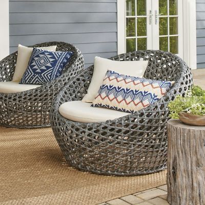 Mason Wicker Cocoon Chair, Set of Two | Grandin Road