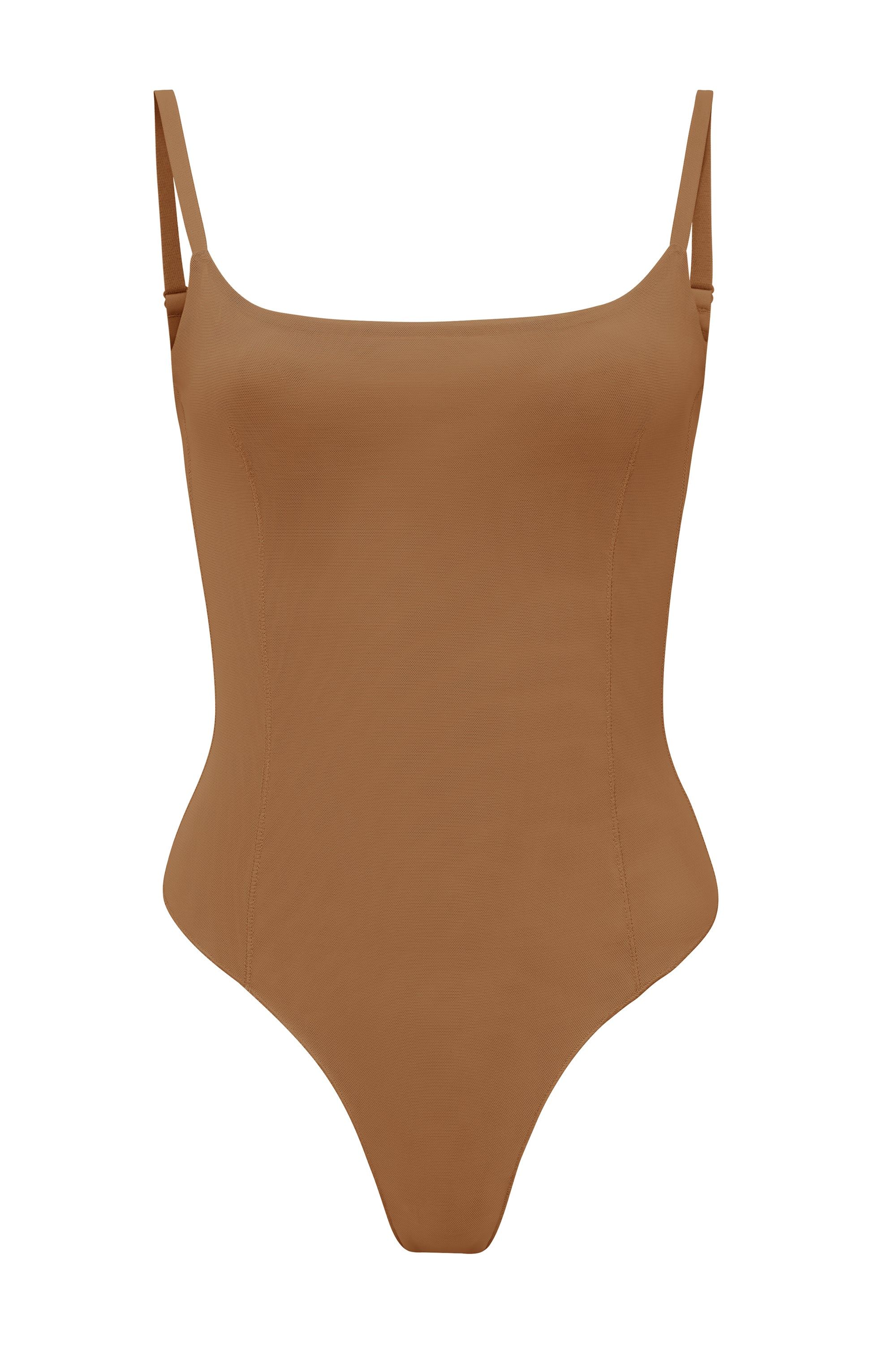 Soft Mesh Bodysuit in Almond | Oh Polly