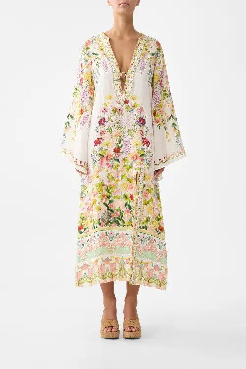 Camilla Deep V Neck Hardware Kaftan in The Call Of Catalonia at Nordstrom, Size Medium | Nordstrom
