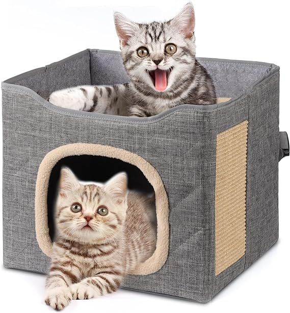 WRSOMIT Cat Bed for Indoor Cats, Foldable Cat House Cat Condo for All Seasons, Pet Cat Hideaway L... | Amazon (US)