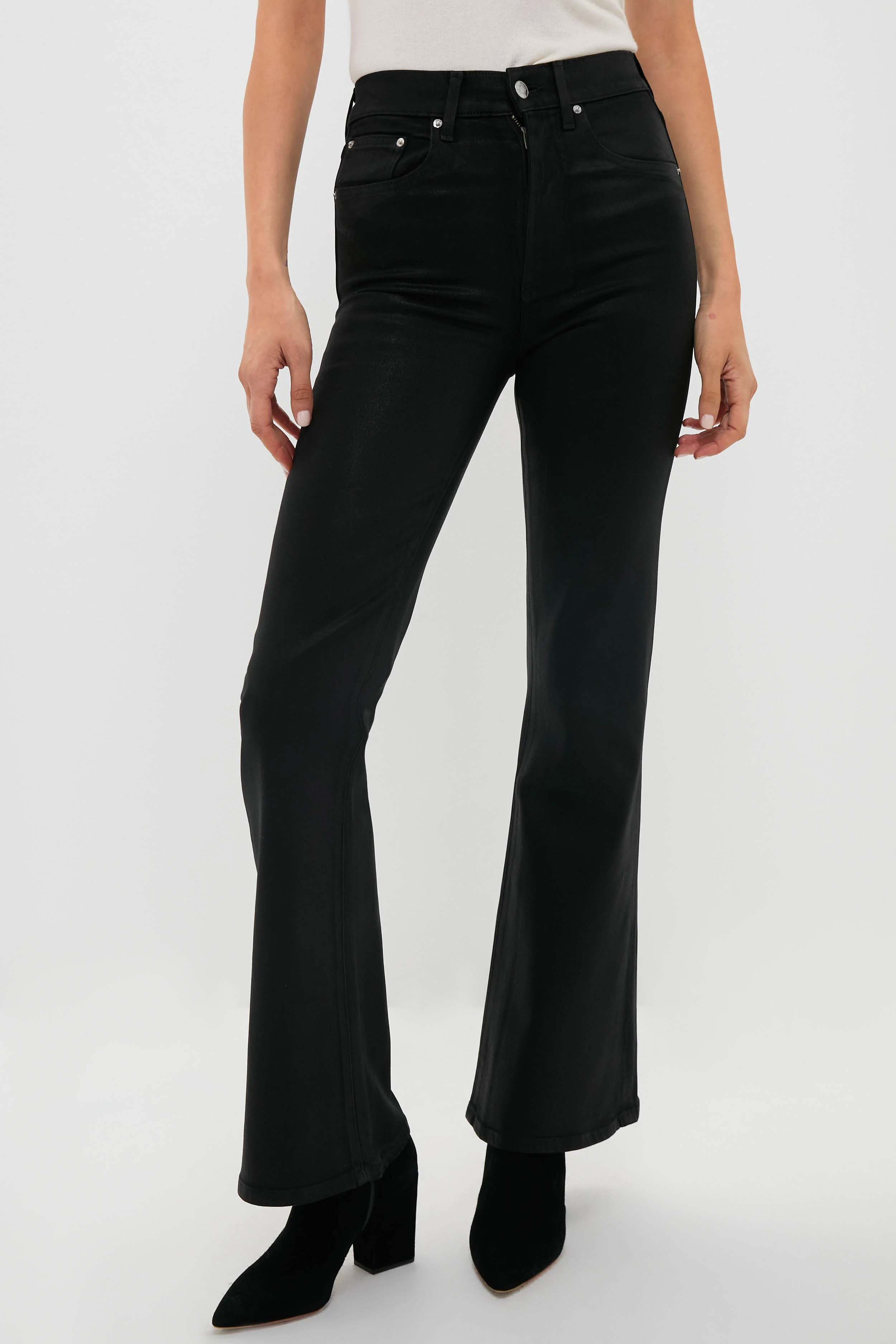 Black Coated High Rise Gigi Skinny Flare | Tuckernuck (US)