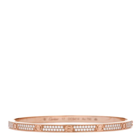 18K Pink Gold Diamond Small LOVE Paved Bracelet 17 | FASHIONPHILE (US)