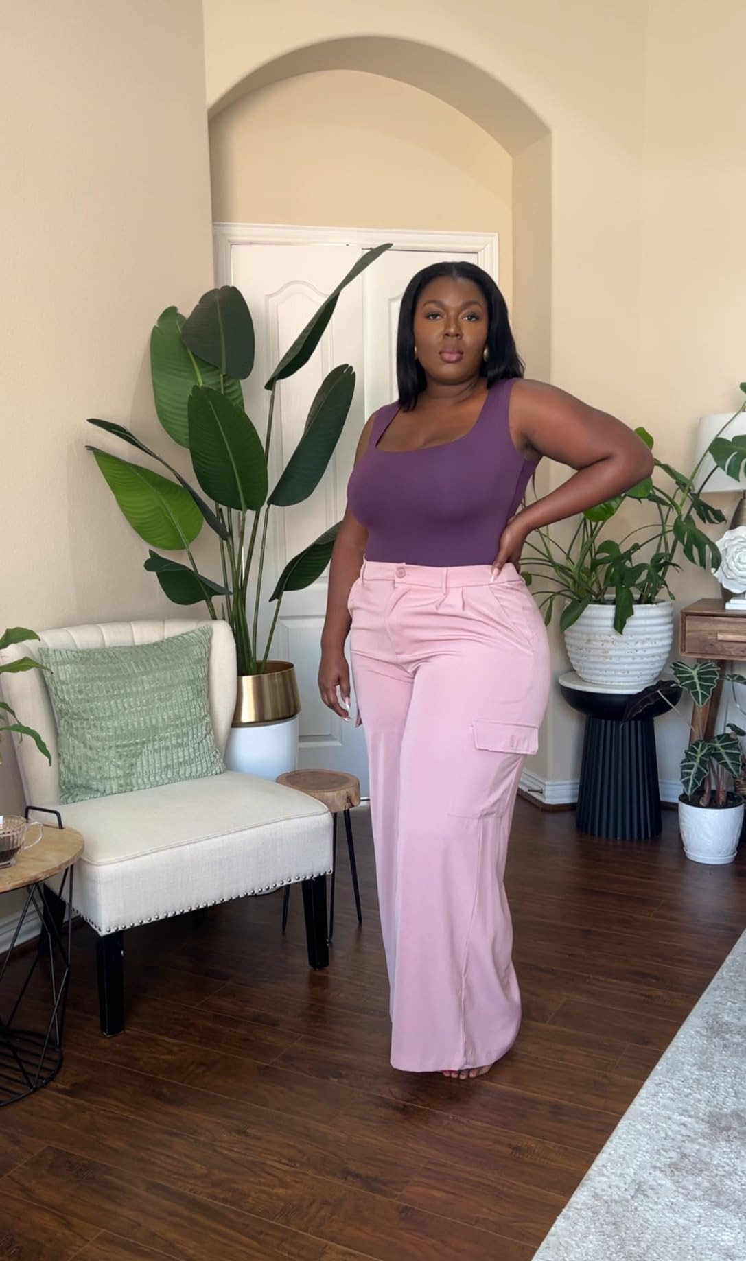 Dokotoo Womens High Waisted Wide Leg Cargo Pants Baggy Casual Work Pants with 4 Pockets | Amazon (US)