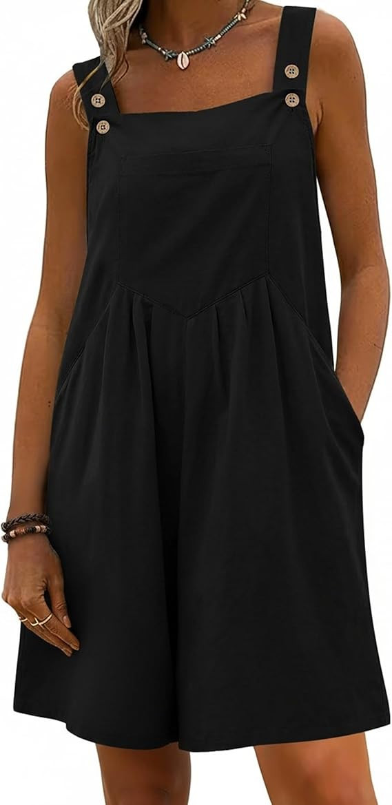 Ekouaer Womens Overalls Summer Rompers Sleeveless Short Jumpsuits Casual Beach Vacation Outfits w... | Amazon (US)