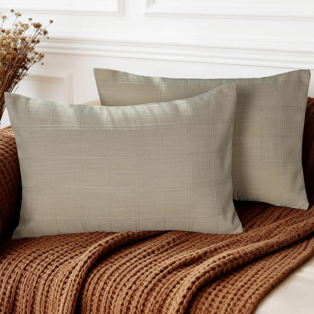 Boho Checkered Throw Pillow Covers For Sofa Chair (Set of 2) | Wayfair North America