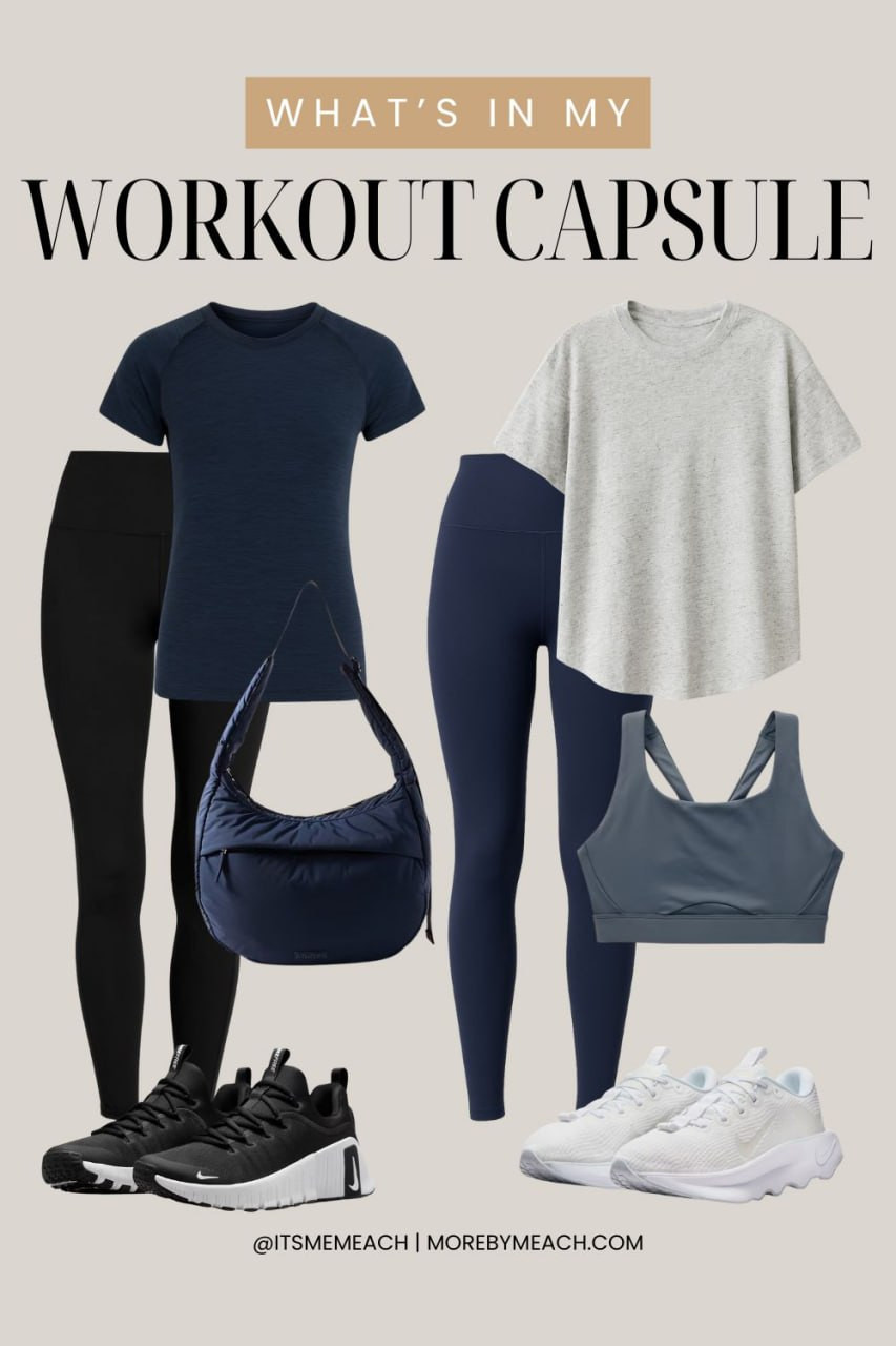 My workout capsule keeps things simple, comfortable, and cute because getting dressed shouldn’t be harder than the workout! These navy and grey basics mix and match effortlessly, and they’re pieces I reach for whether I’m headed to the gym, going on a walk, or chasing toddlers around the house. Feels put-together without any effort at all. 

 #LTKfitnessgoals #LTKmomlife #LTKActive