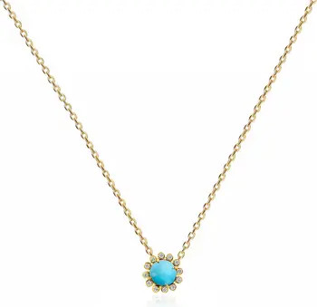 GABI RIELLE Vacay Dreamy Collection 14K Gold Plated Sterling Silver Turquoise Flower & Pave Neckl... | Nordstrom Rack