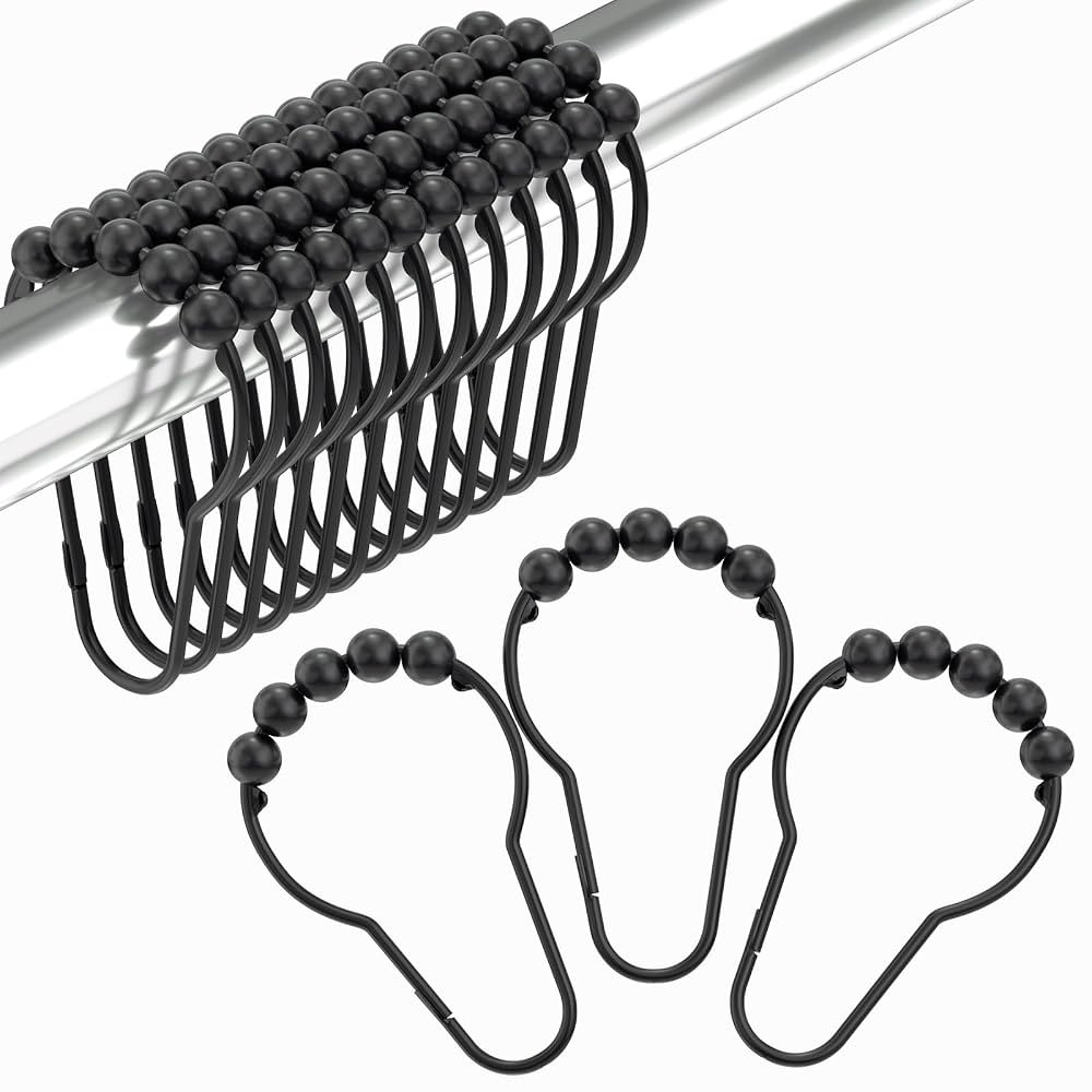 Black Shower Curtain Hooks, Amazer Shower Curtain Hooks, Shower Hooks for Shower Curtain, Decorat... | Amazon (US)