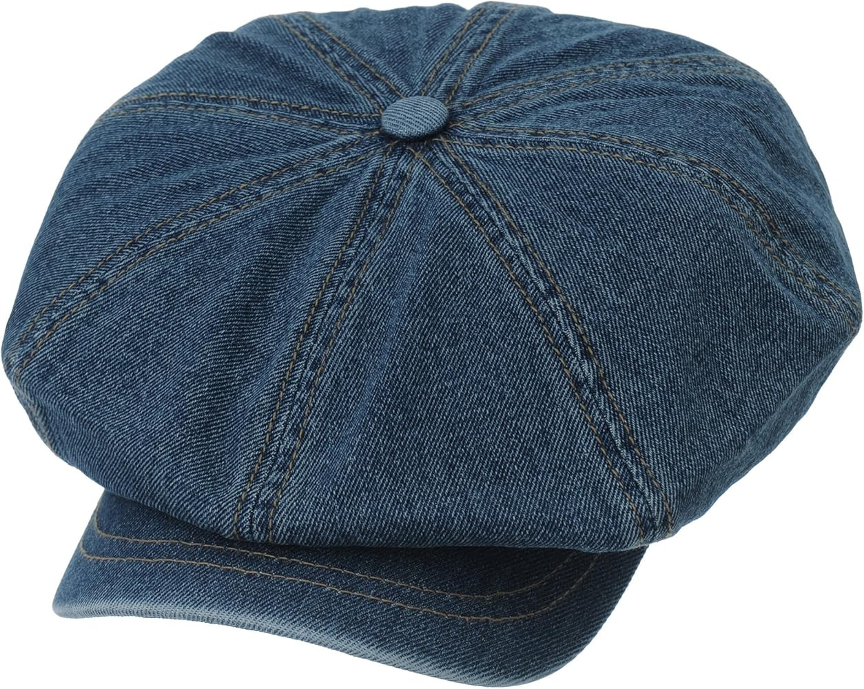 WITHMOONS Baker Boy Flat Cap Stitchy Beret Washed Denim Jean Hat DW3834 | Amazon (US)