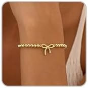 Beaded Bracelets for Women 14K Silver Gold Plated Stretch Handmade Ball Bracelets Cute Charm Brac... | Amazon (US)