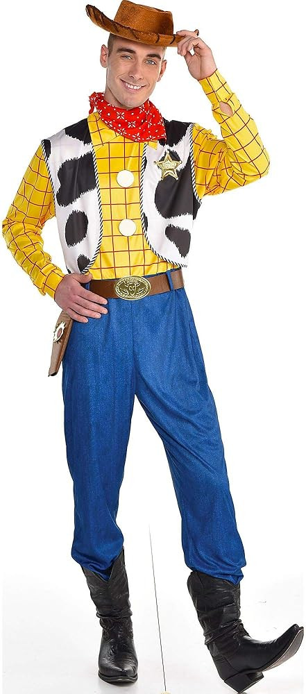 Party City Woody Costume for Adult Men - Disney Pixar Toy Story - Yellow Jumpsuit & Hat - Hallowe... | Amazon (US)