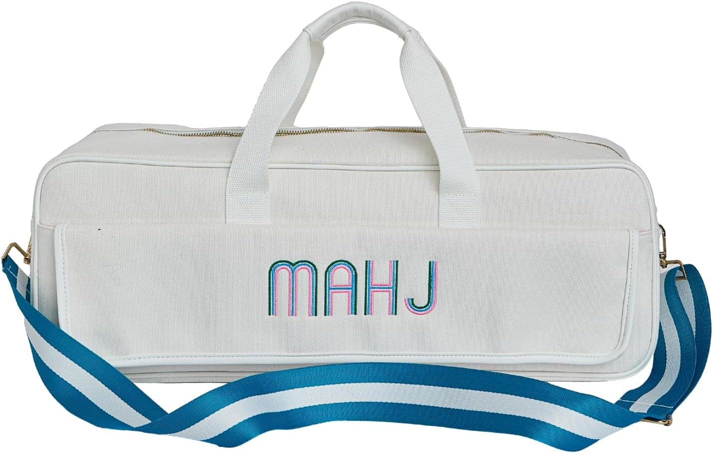 Mahjong Bag for Mahjong Set, Racks & Mat, Canvas Mahjong Carrying Case with Zipper Pockets & Cros... | Amazon (US)