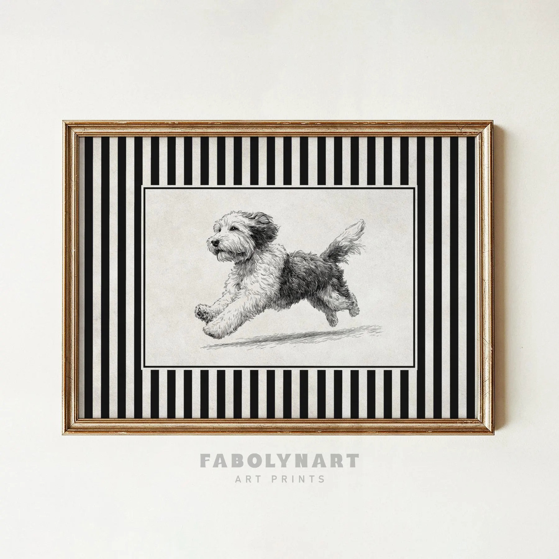 Bernedoodle with Zoomies Print, Black Striped Running Dog Sketch Painting Wall Art, Doodle Dog Mom Gift | Etsy (Global)