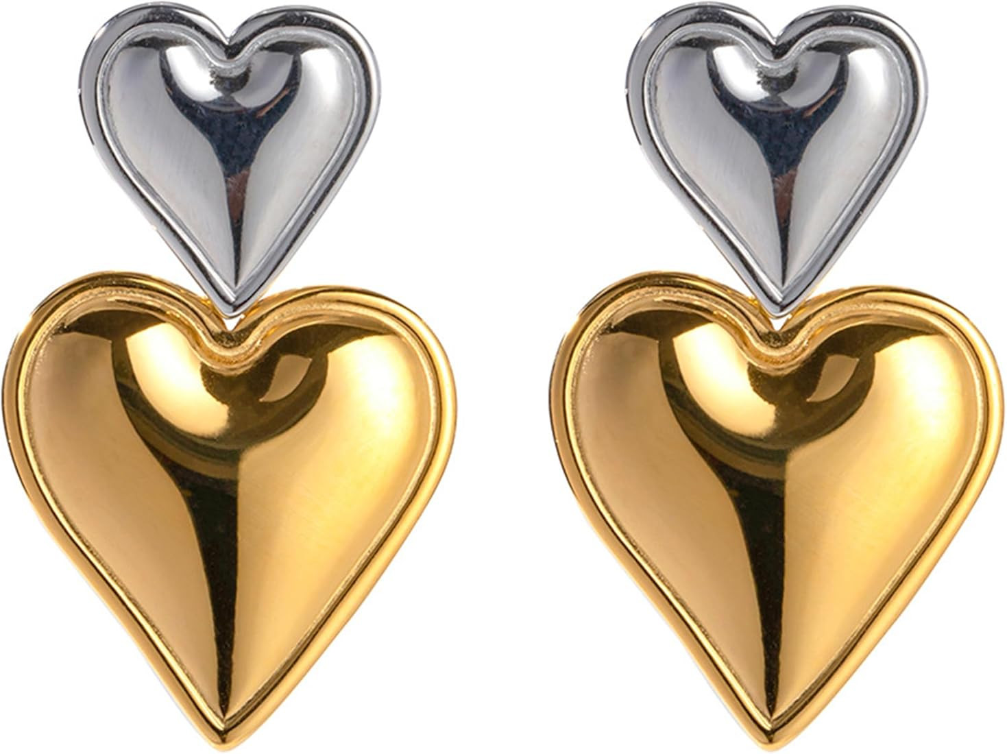 Heart Drop Earrings Double Heart Dangle Earrings for Women Fashion Dangle Earrings Jewelry Gold S... | Amazon (US)
