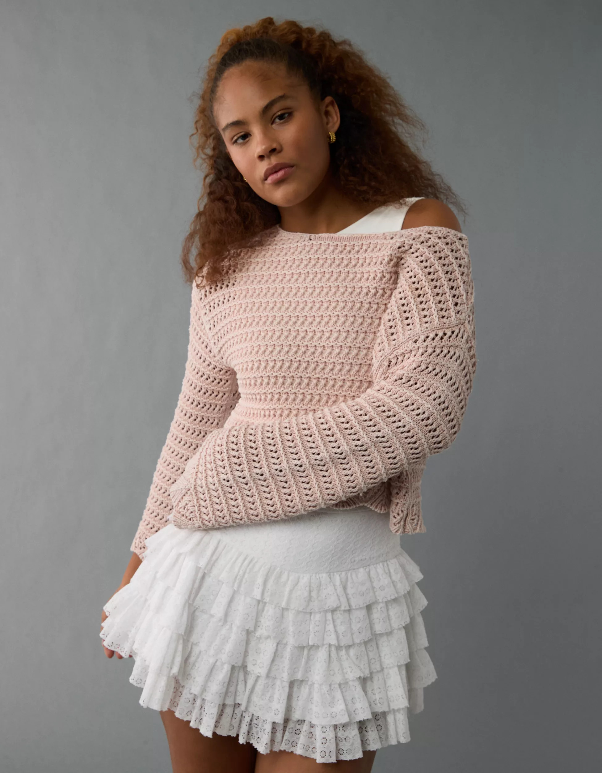 AE Ballet Neck Open Knit Sweater | American Eagle Outfitters (US & CA)